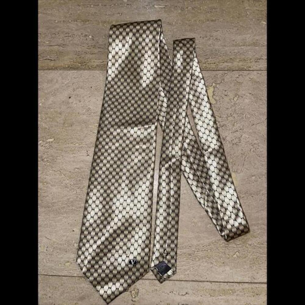 Valentino Black/Gold geometric Silk Tie